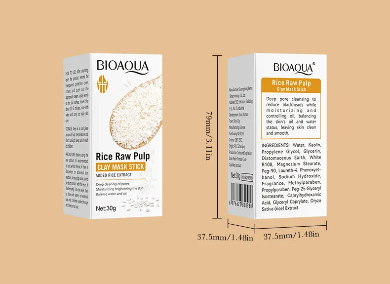 BIOAQUA - Máscara Facial de Lama com Arroz Branco